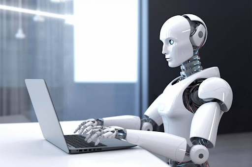 AI Robot working with CRM system